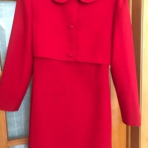 Red dress with jacket custom made size S as new zipper in back